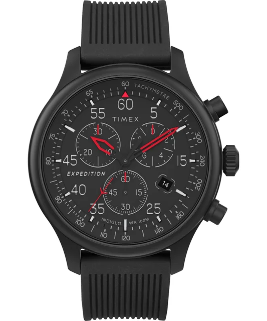 Timex Expedition Field Chronograph 43mm Resin Strap Watch TW4B20700 kol saati