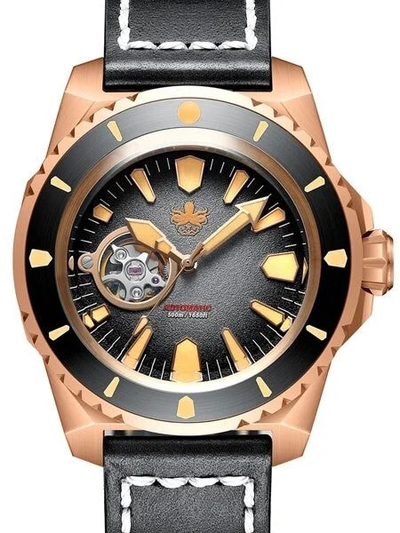 Phoibos Leviathan 500-Meter Automatic Dive Watch with Bronze Case, DD AR Sapphire Crystal