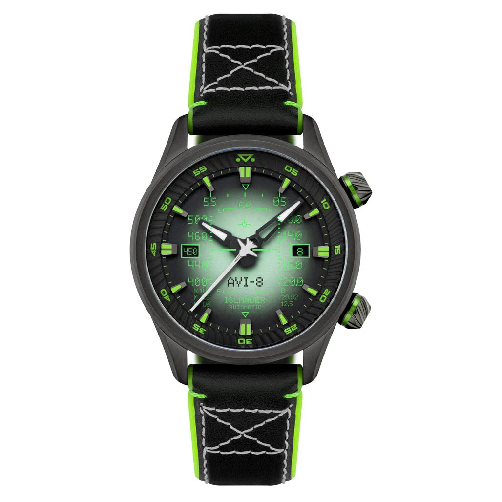 AVI-8 Islander Limited Edition F14 HUD Automatic with Night Vision Dial #AV-4142-LIW03 kol saati
