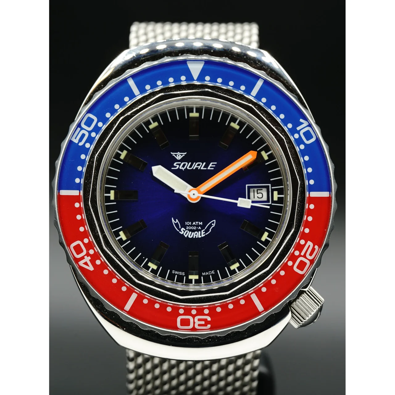 Squale Blue Red Sapphire Bezel 2002.SS.BLR.BL.ME22 210000012724 kol saati