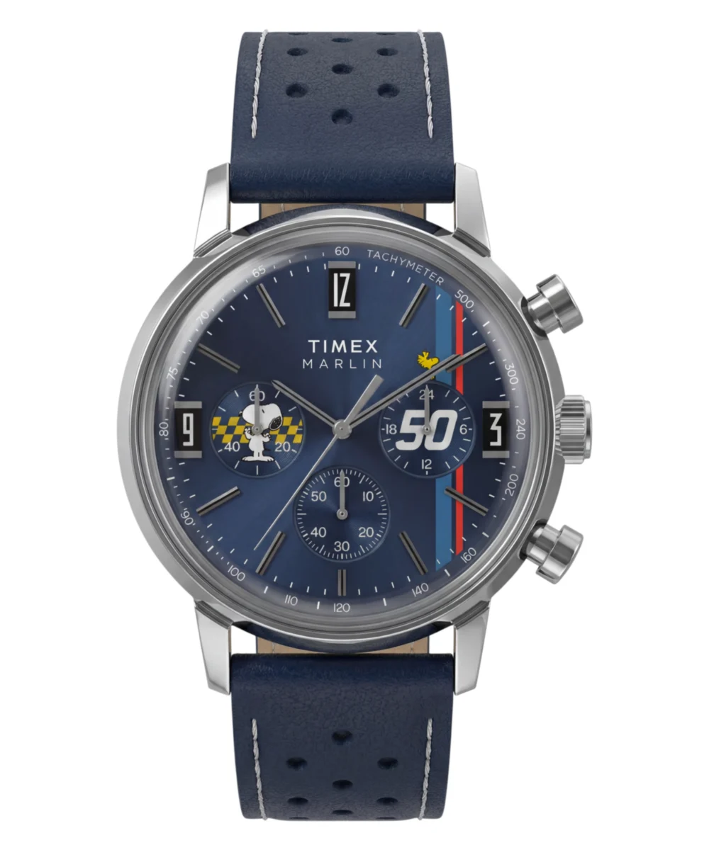 Timex Peanuts® x Marlin® Chronograph 40mm Leather Strap Watch TW2Y85300VQ 40 mm kol saati