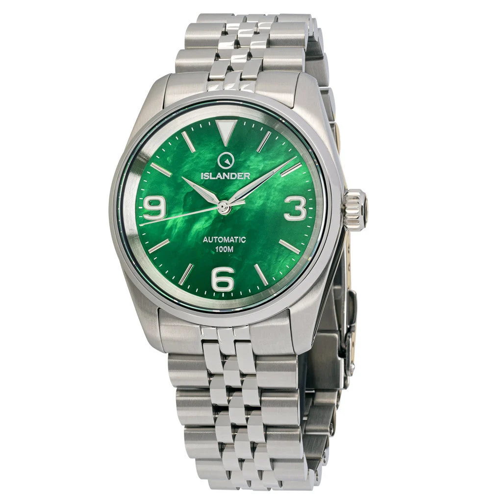 Islander Manhasset 36mm Automatic Watch with Green Mother of Pearl Dial #ISL-217 36 mm kol saati