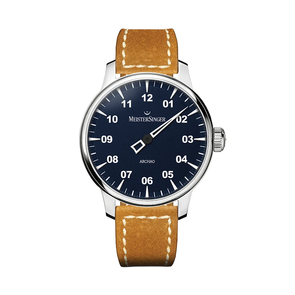Meistersinger Archao 43mm - Blue on Leather Strap AR908 43 mm kol saati