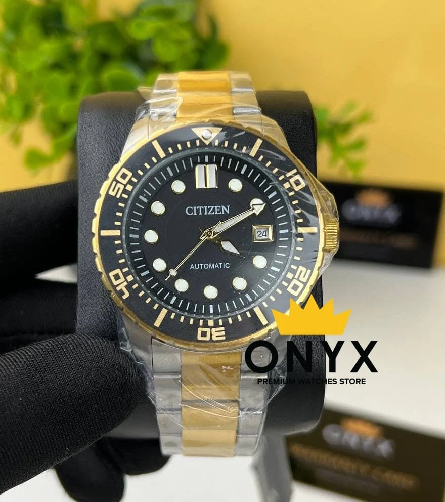 Citizen Automatic Urban Mecha 43mm Black Dial Half Gold 43 mm kol saati