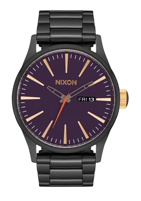 Nixon US Sentry Stainless Steel - Gunmetal / Blackberry / Gold A356-5270-00 kol saati