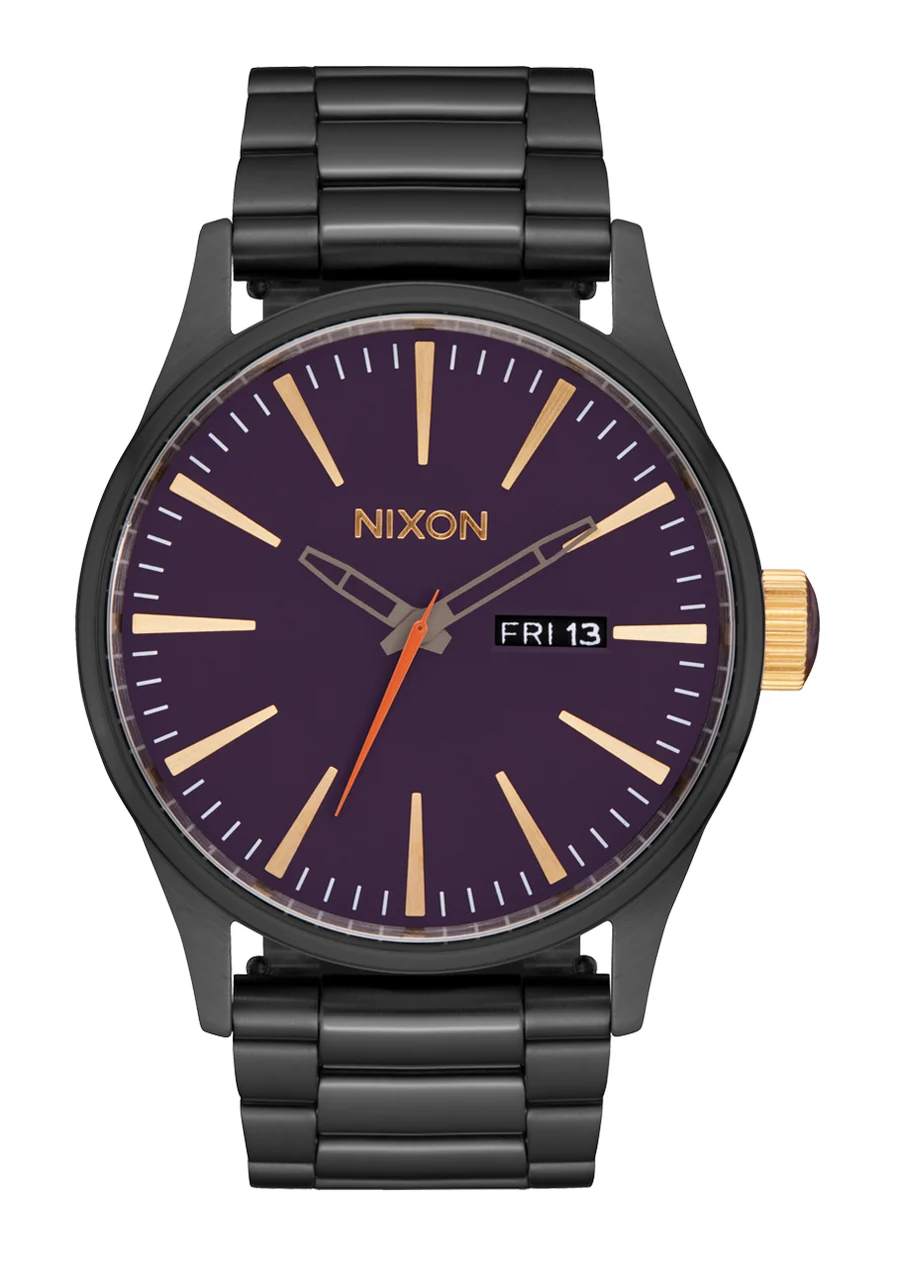 Nixon US Sentry Stainless Steel - Gunmetal / Blackberry / Gold A356-5270-00 42 mm kol saati
