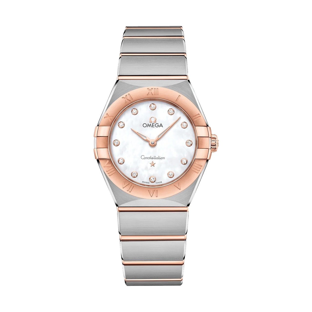 OMEGA Constellation Quartz Steel and Sedna™ Gold 28mm - White, Mother-of-Pearl on Bracelet O13120286055001 28 mm kol saati