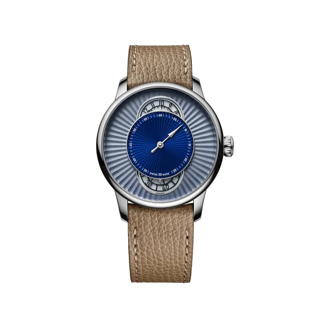Louis Erard Régulateur Esprit Flinqué Limited Edition 39mm - Blue on Leather Strap 85248AA