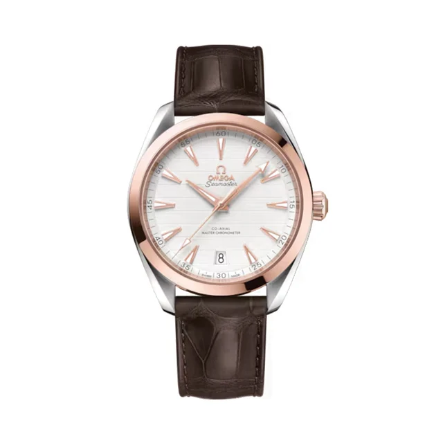 OMEGA Seamaster Aqua Terra 150M Steel and Sedna™ Gold 41mm - Silver on Leather Strap O2202