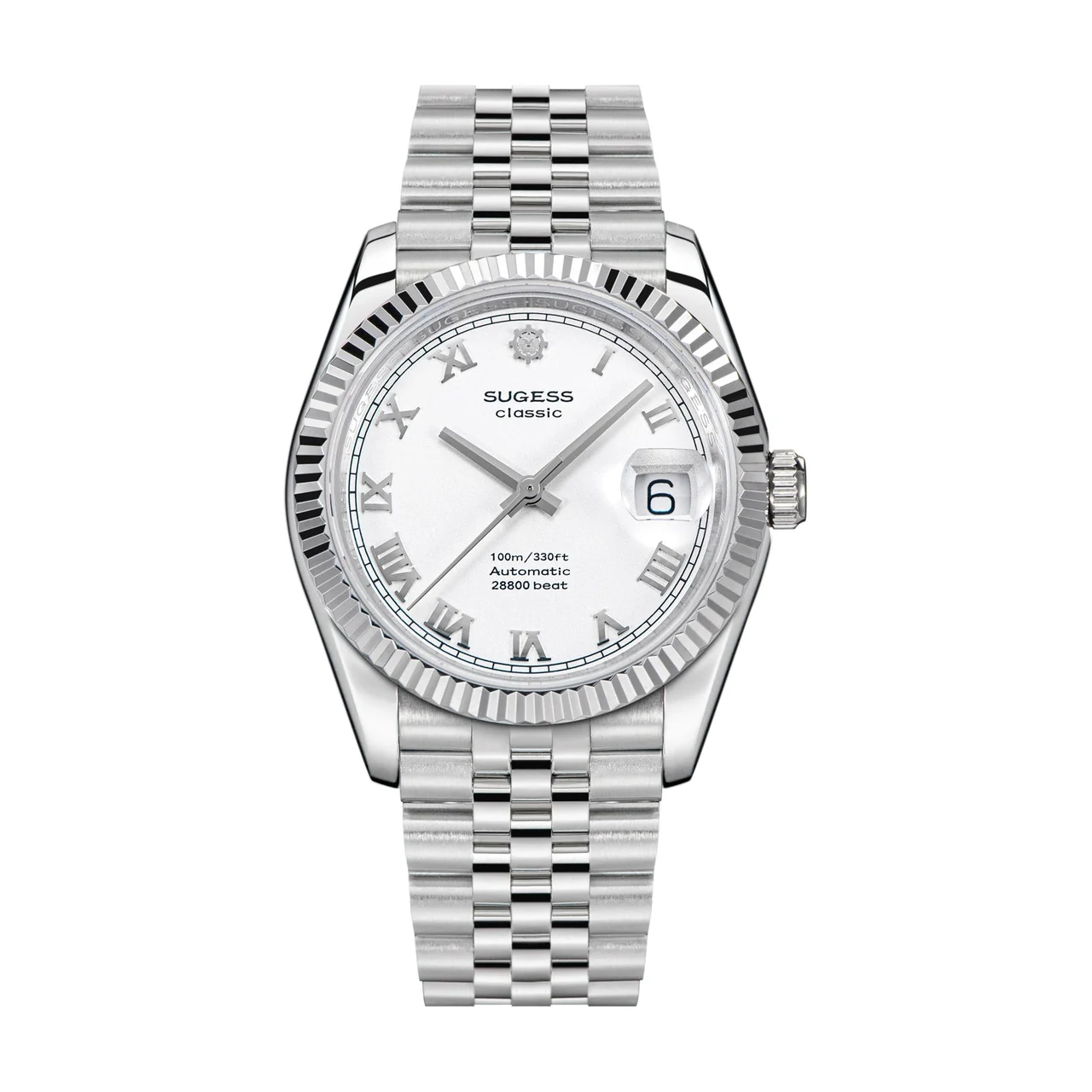 Sugess Automatic Classic S447 36mm White Dial Fluted Bezel Jubilee Bracelet ST2130 automatic-classic-s447-36mm-white-dial-fluted-bezel-jubilee-bracelet-st2130 36 mm kol saati