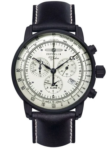 Graf Zeppelin Swiss Quartz Chronograph Watch with Alarm Function #7680-3 kol saati