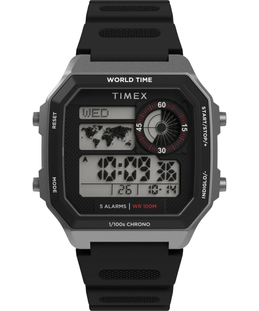Timex World Time Digital 40mm Resin Strap Watch TW5M68800 40 mm kol saati