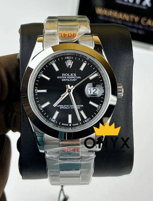 Rolex Date just Black Dial Oyster Smooth Bezel 41mm kol saati