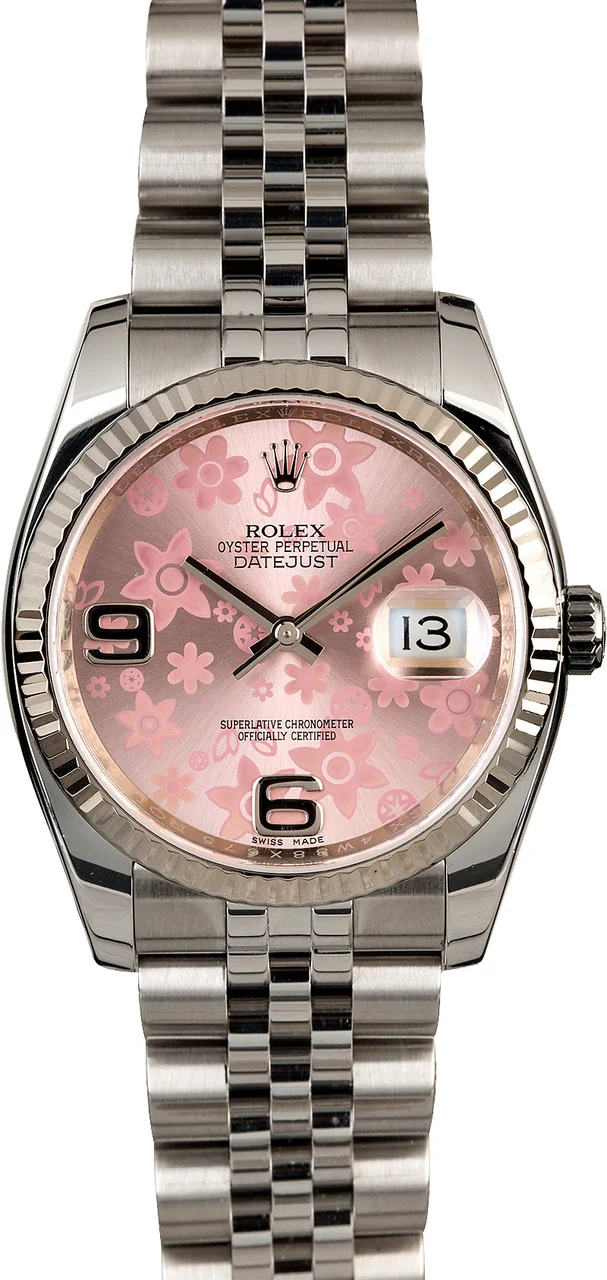 Rolex Datejust 116234 Pink Floral Dial 116234PAFJ 36 mm kol saati