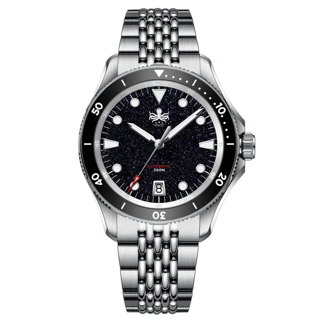 Phoibos Delphinus Automatic Dive Watch with Dark Blue Aventurine Dial #PY055ID kol saati