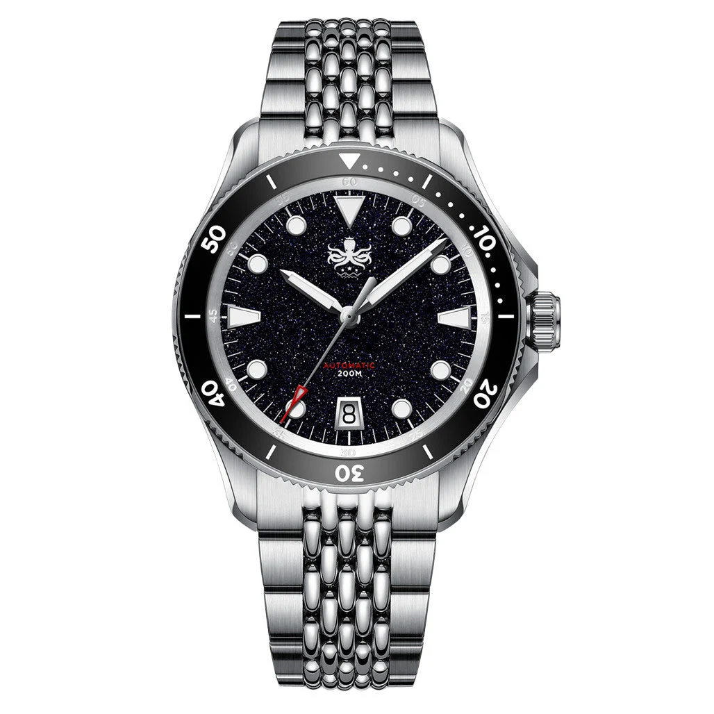Phoibos Delphinus Automatic Dive Watch with Dark Blue Aventurine Dial #PY055ID 39 mm kol saati