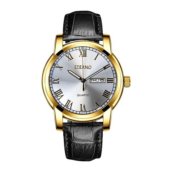 Eternowatch Eterno EM1902L Da Đen Vàng Trắng 41 mm kol saati