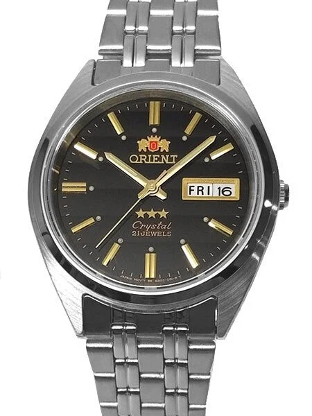 Orient Automatic Watch with Black Dial, Day-Date and SS Bracelet #AB0000DB kol saati
