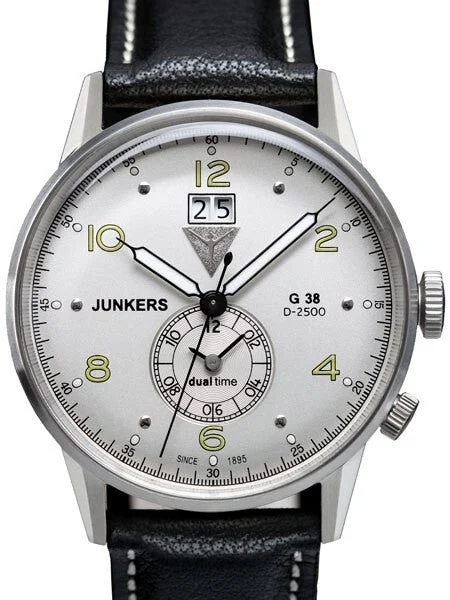 Junkers Big Date, Dual Time Watch with Two Crowns #6940-4 42 mm kol saati