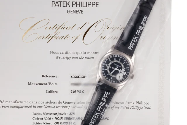 Patek Philippe PATEK PHILIPPE REF. 6006G, 18K WHITE GOLD FACTORY SEAL kol saati