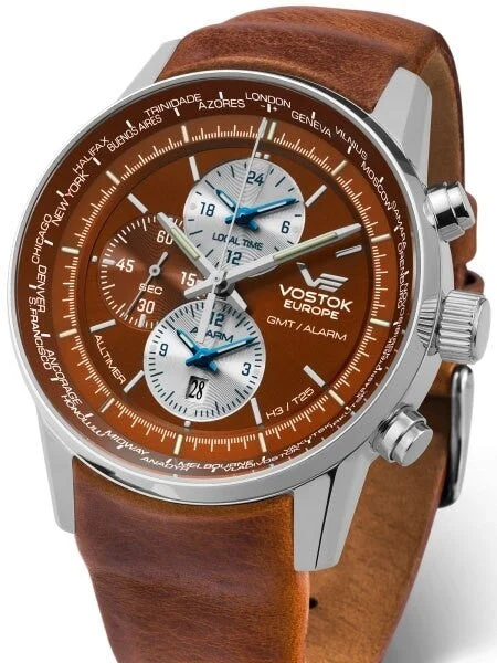 Vostok Europe Vostok-Europe Gaz-Limo World-Time GMT Watch with Alarm #565A292 kol saati