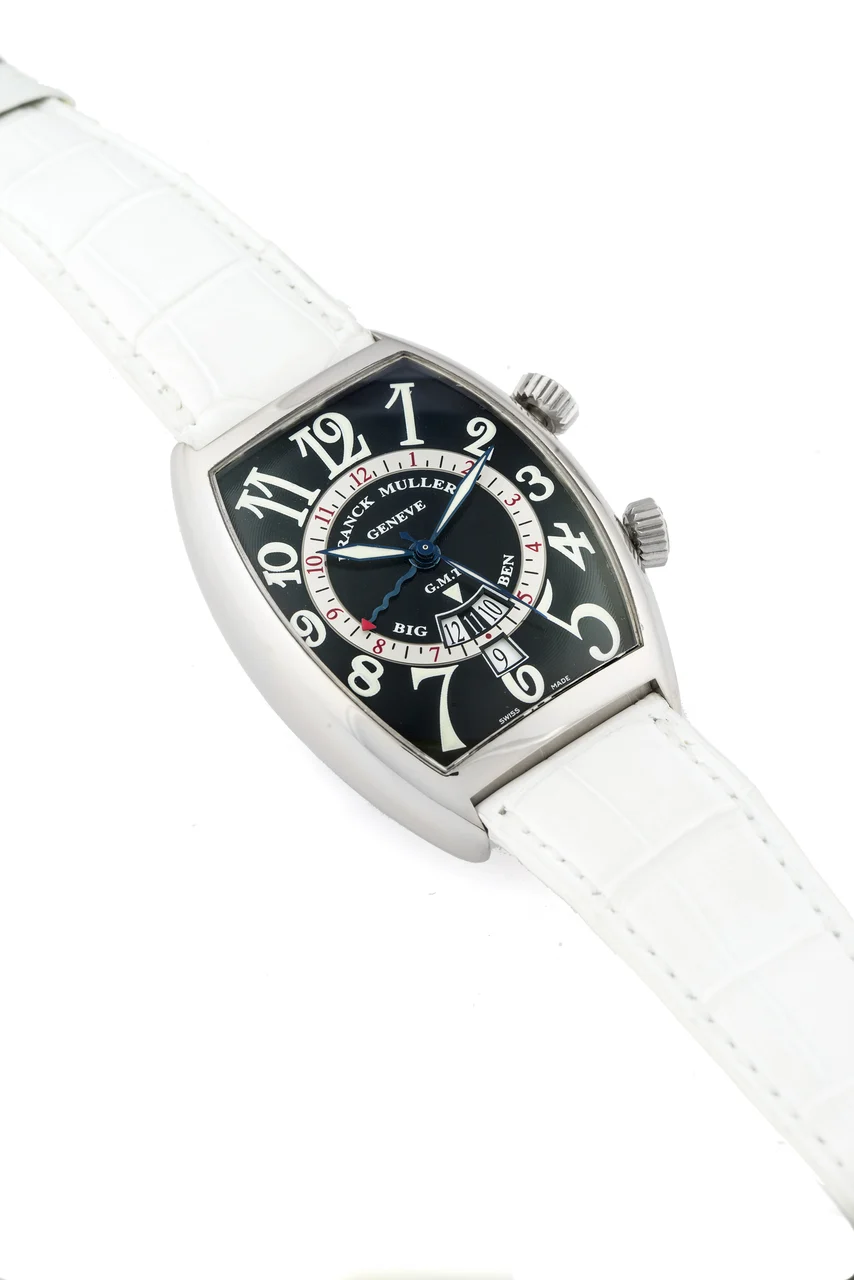 Franck Muller Big Ben FRANCK MULLER BIG BEN REF. 7850 DUAL TIME ALARM WHITE GOLD Very fine and rare, self-winding, 18K white gold wristwatch with two time zones, alarm and date. kol saati