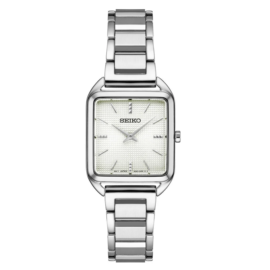 Seiko Essentials Tank Watch with White Grid Pattern Dial #SWR073 26 mm kol saati