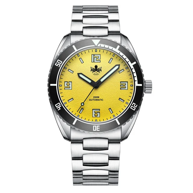 Phoibos Reef Master Dive Watch with Lemon Yellow Dial #PY047F kol saati
