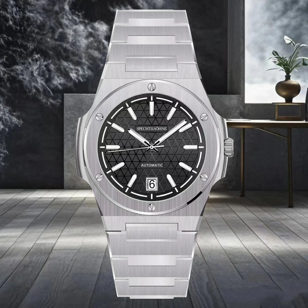 Tandorio Engineer Watch Specht & Söhne SP0022 Japan NH35 Mechanical Watches Luminous 50ATM Sapphire 1005009940350916-Black-Seiko-NH35-Movt 37 mm kol saati