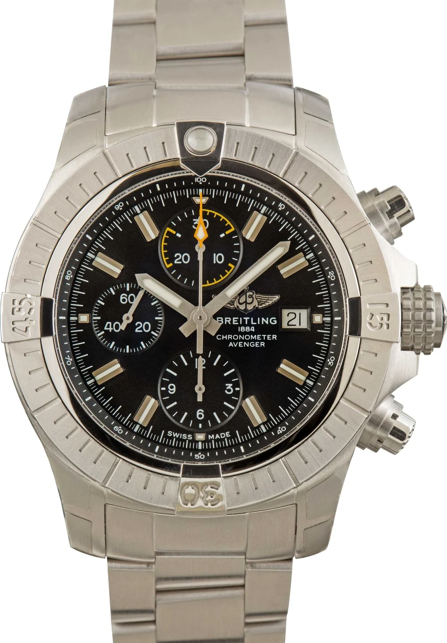 Breitling Avenger Chronograph 45 Stainless Steel Black Dial A13317101B1A1 45 mm kol saati