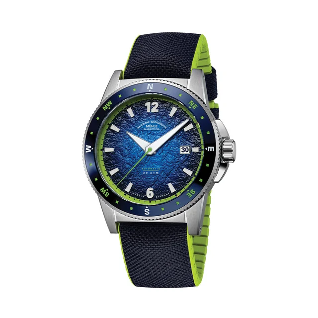 Muhle Glashutte Sportivo Compass Date 42.5mm - Blue on Canvas-Rubber Strap M1-52-22-CK kol