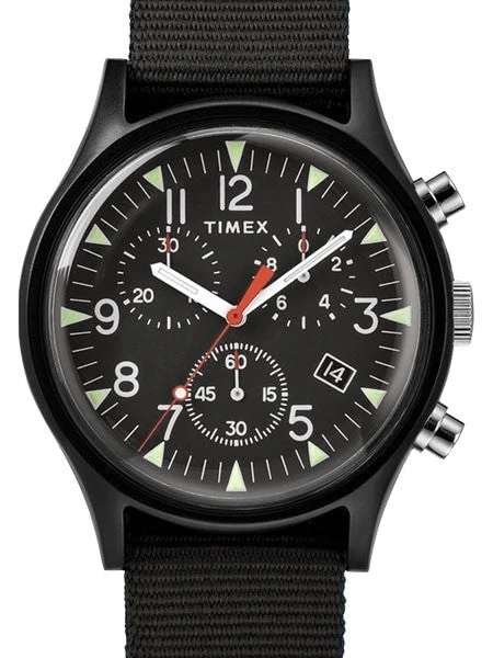 Timex Quartz Chronograph with Black Dial and INDIGLO Night-Light #TW2R67700VQ kol saati