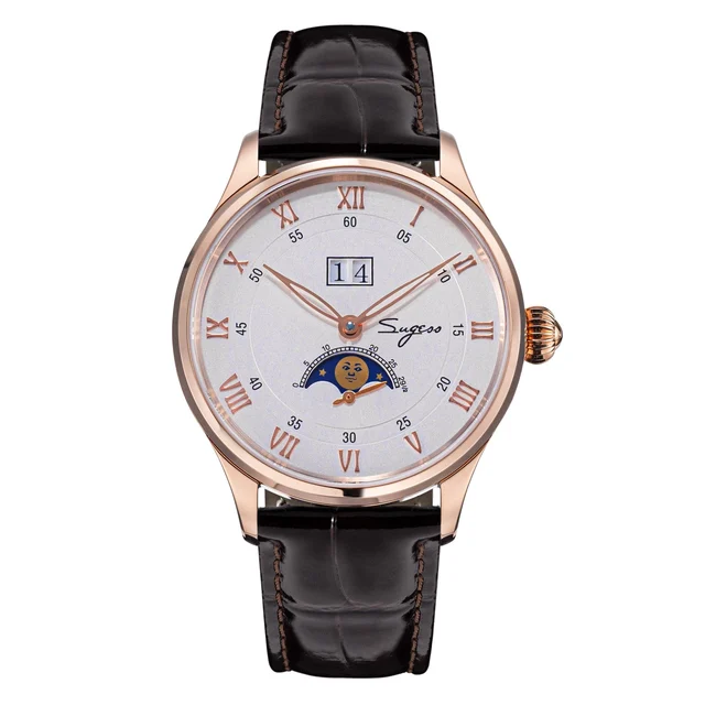 Sugess MoonPhase Master S437-2 Moon Phase Automatic Rose Gold Case White Dial moonphase-ma