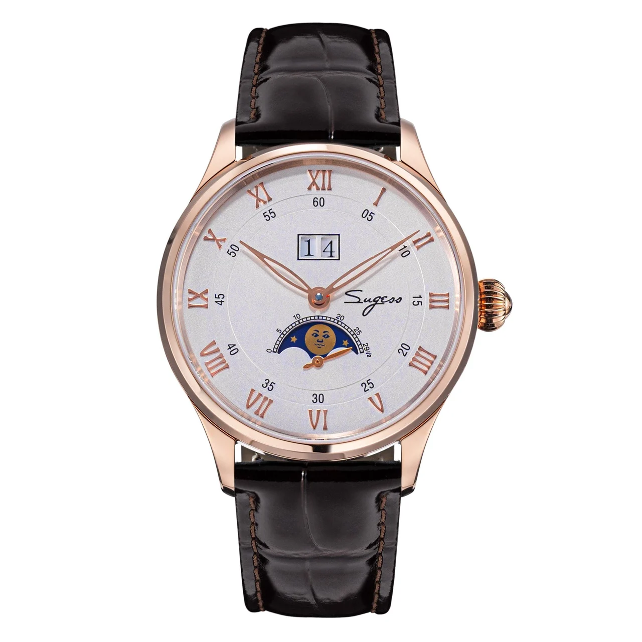 Sugess MoonPhase Master S437-2 Moon Phase Automatic Rose Gold Case White Dial moonphase-master-s437-2-moon-phase-automatic-rose-gold-case-white-dial 49 mm kol saati