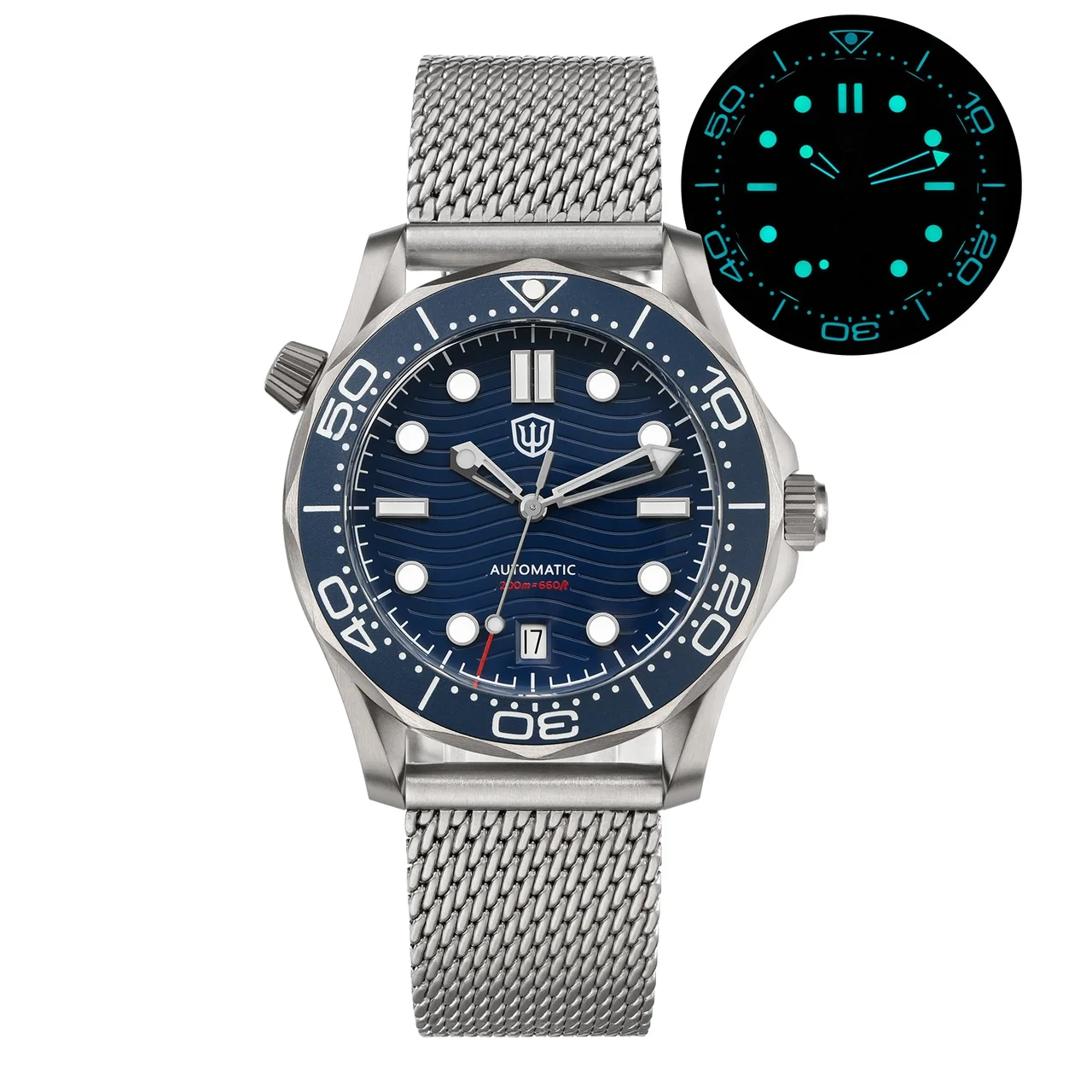 Watchdives Titanium Diver Watch WD007-钛39海马- 复古黑-无日历-尼龙 39 mm kol saati