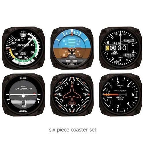 Trintec Six Piece Aviation Instrument Shapped Coaster Set #9085 kol saati