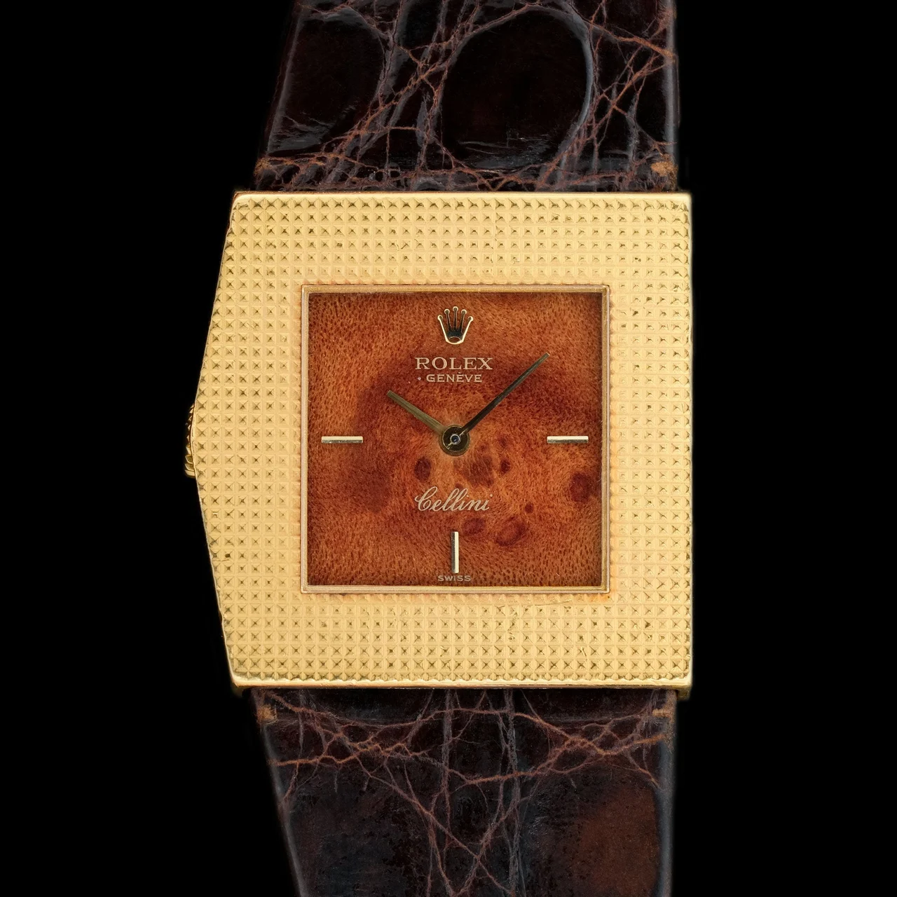 Rolex Cellini King Midas Hobnail ref.4126 Wood Dial from 197 28 mm kol saati