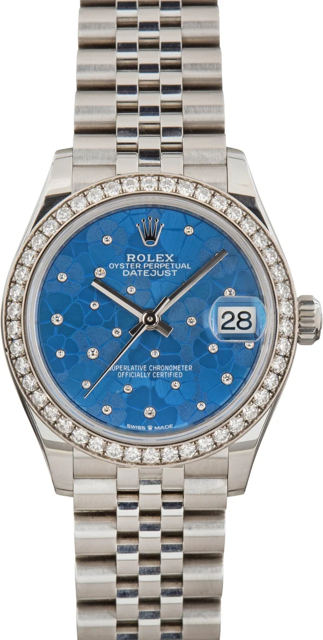 Rolex Datejust 31 278384 Azzurro Blue Floral Motif Dial 31 mm kol saati