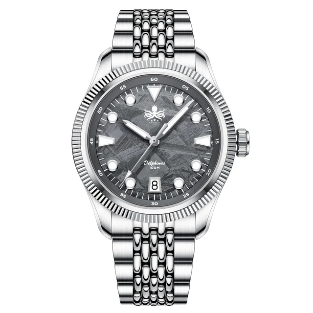 Phoibos Delphinus Automatic Watch with Gray Meteorite Dial #PY066D kol saati
