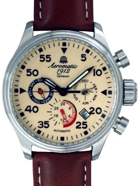 Aeromatic Automatic Calendar Watch with Cream Dial #A1425 kol saati