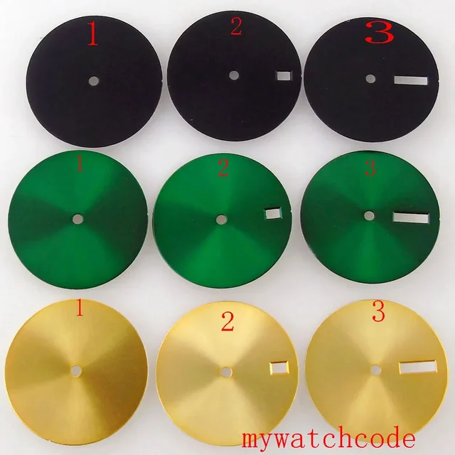 Tandorio Black Green Yellow Watch Dial Face For NH35 NH36 MIYOTA 8215 821A ETA 2836 2824 M
