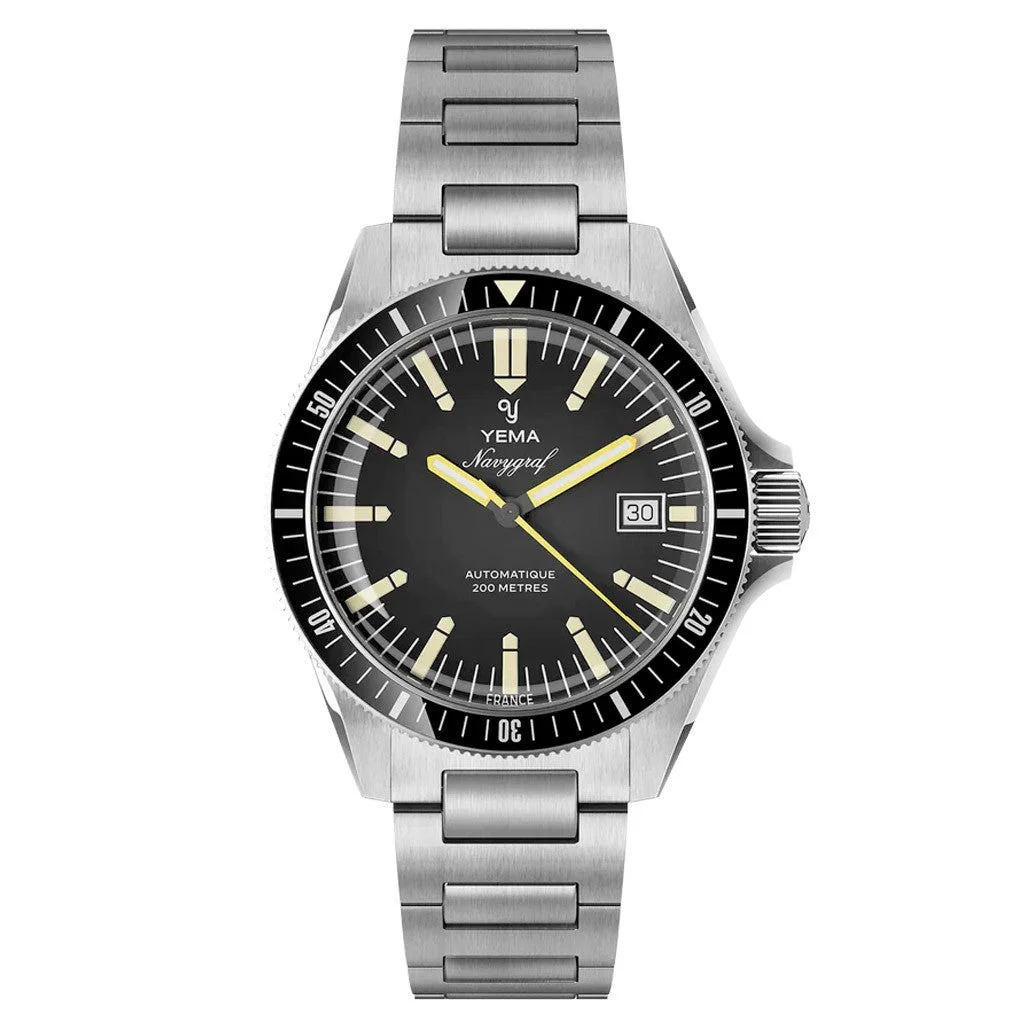 Yema Navy Heritage with Black Dial on Bracelet # -09 YEMA-09 46 mm kol saati