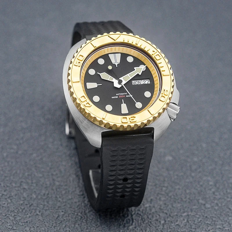 Tandorio Golden Sterile Turtle SKX6105 Abalone NH36A Sapphire 20Bar Ceramic Bezel 44mm 14:201336230#3 44 mm kol saati
