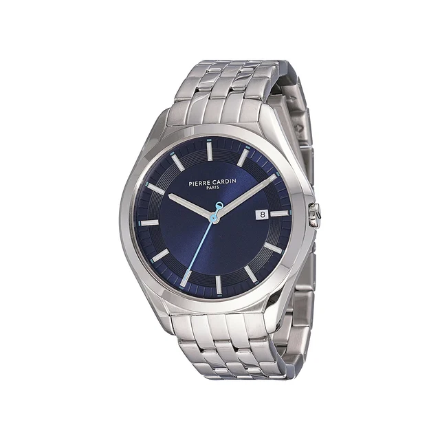 VAUGIRARD Men’s 42mm Classic Watch - Silver Case, Blue Dial with Silver Metal Strap CF.100