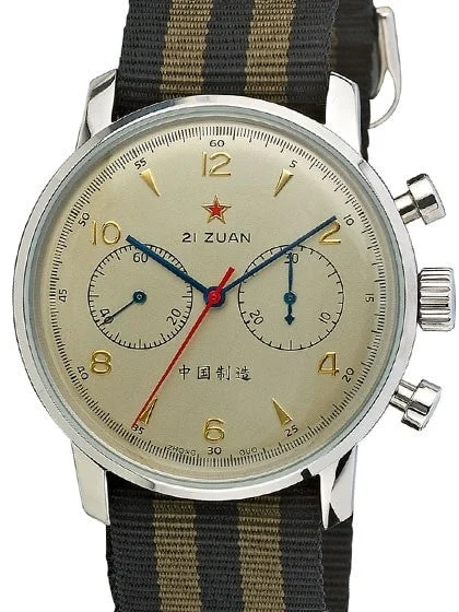 Seagull 1963 Scratch and Dent - Hand Wind Mechanical Chronograph with Goldtone Dial #6488-2901C 5 SND318 42 mm kol saati