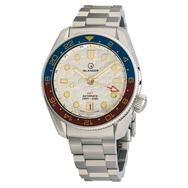 Islander JFK Automatic GMT Watch with White Cloud Dial and Pepsi Bezel #ISL-206 kol saati
