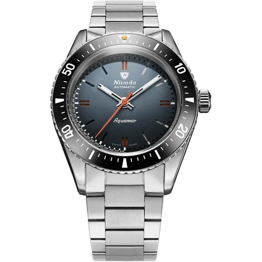 Nivada Grenchen Aquamar Grey on Bracelet Flat Link 32077A20 kol saati