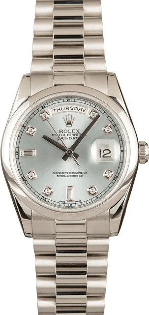 Rolex ROLEX, REF. 118206, DAY-DATE, PLATINUM A fine, heavy, self-winding, platinum day-dat
