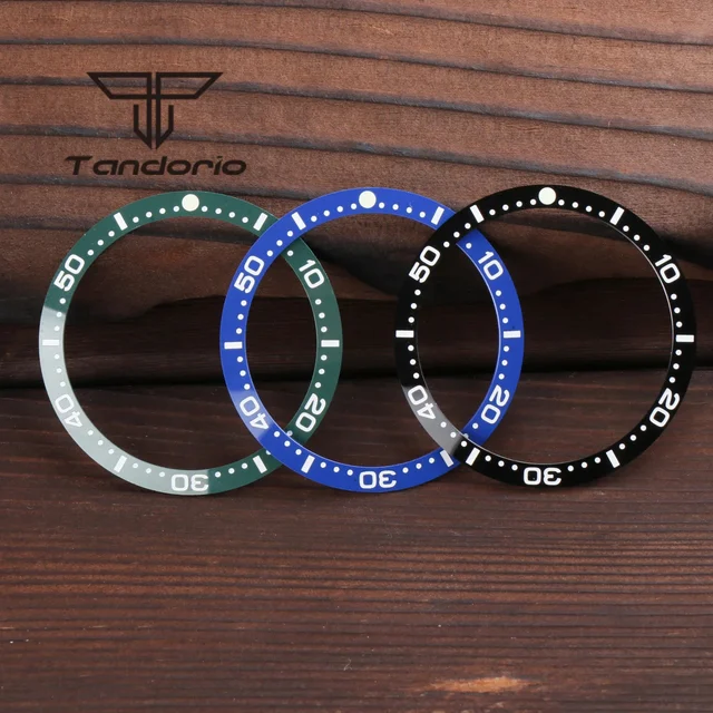 Tandorio Bezel 39mm*33mm Watch Bezel Insert Ceramic/Aluminum Material Black/Blue/Green/Sil