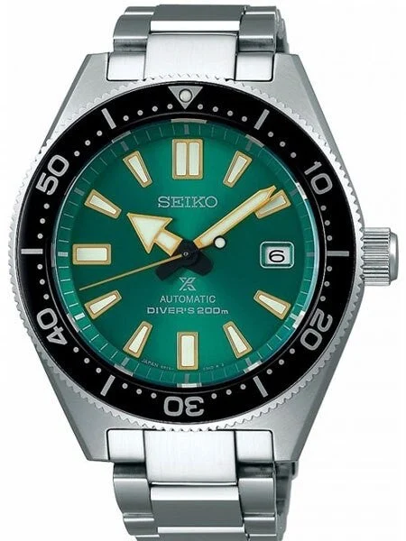 Seiko Prospex Automatic Dive Watch with Green Dial and Stainless Steel Bracelet #SBDC059 k